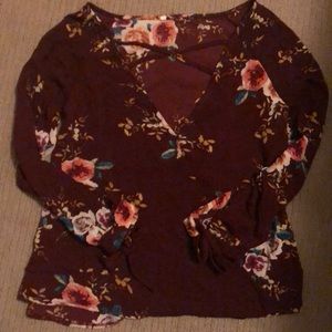 SHEIN burgundy floral blouse size small
